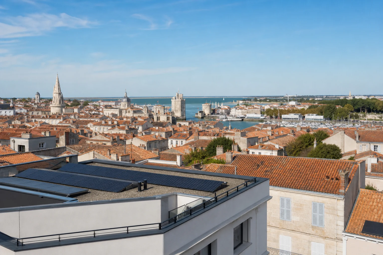 Toiture photovoltaïque dans un quartier résidentiel Toiture photovoltaïque dans un quartier résidentiel